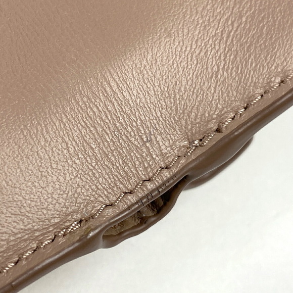 Prada logo plate tri fold wallet bill coin leather pink beige - Picture 4 of 7